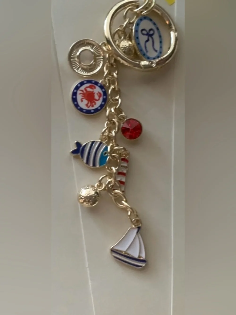NWT Bag Charm Nautical Charm Keychain with Red, Blue & White Accents